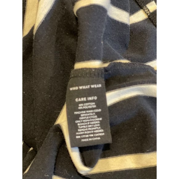 Who What Wear Women Shift Mini Dress Striped 3/4 Sleeve Crew Neck Black White M - Picture 8 of 9
